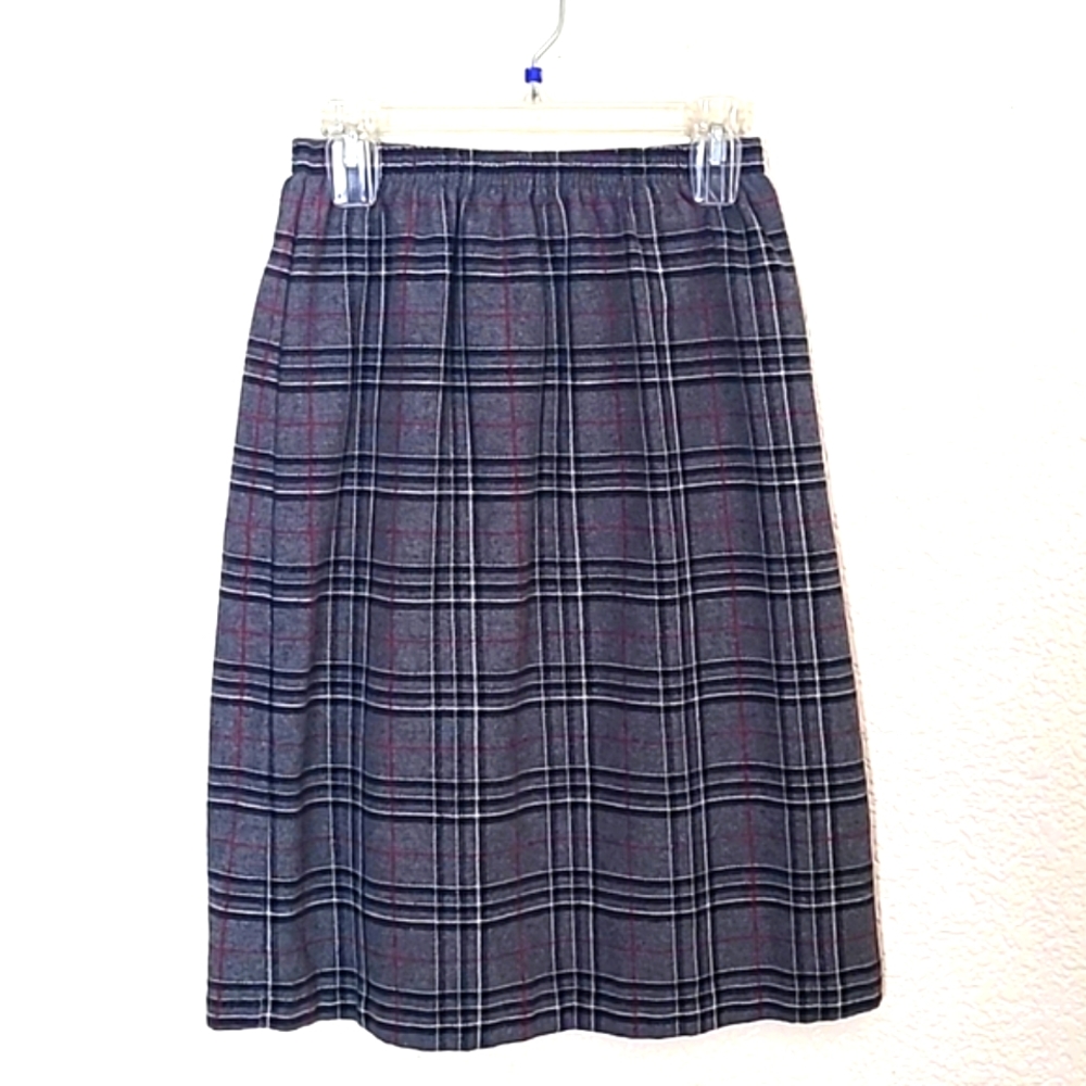 Wool blend plaid skirt, M